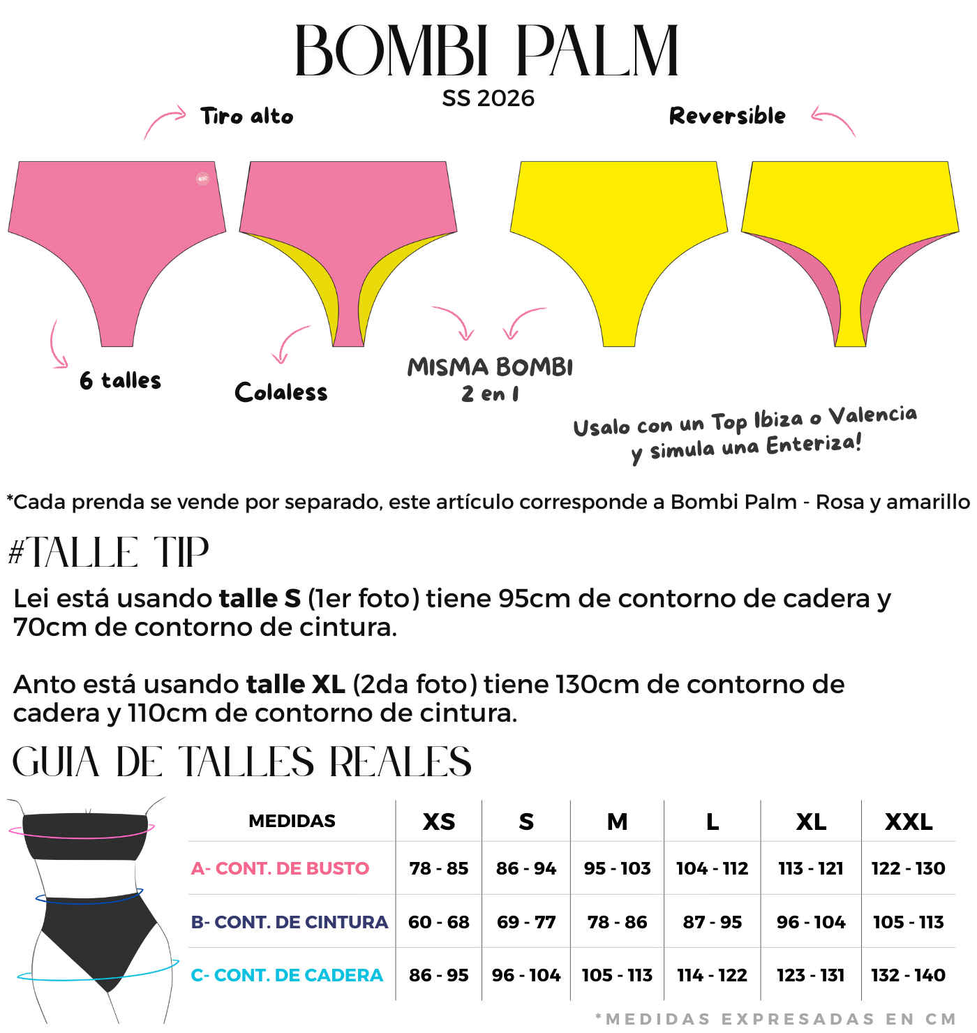 bombacha tiro alto colaless rosa y amarillo
